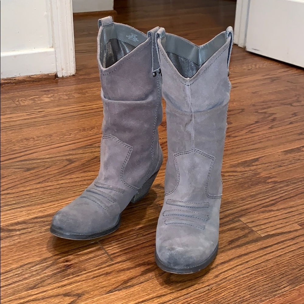 BCBG grey suede boots